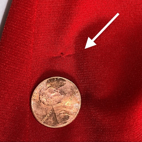 Ellen Tracy Wrap Dress, Red Dress, Faux Wrap Dress with 3/4 Sleeves, Lined - Picture 16 of 16